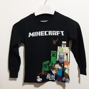Minecraft Mojang Jinx Boys Black Long Sleeve Metallic Print T-Shirt XXS US 4/5🔥